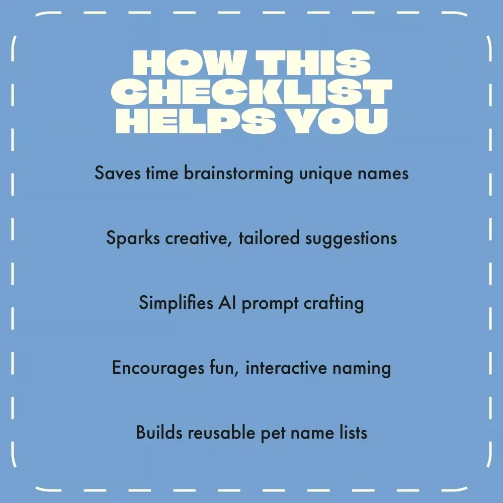 Using AI to Find the Perfect Pet Names | Printable Digital Checklist for Creative Pet Owners | AI Naming Guide for Dogs, Cats & More