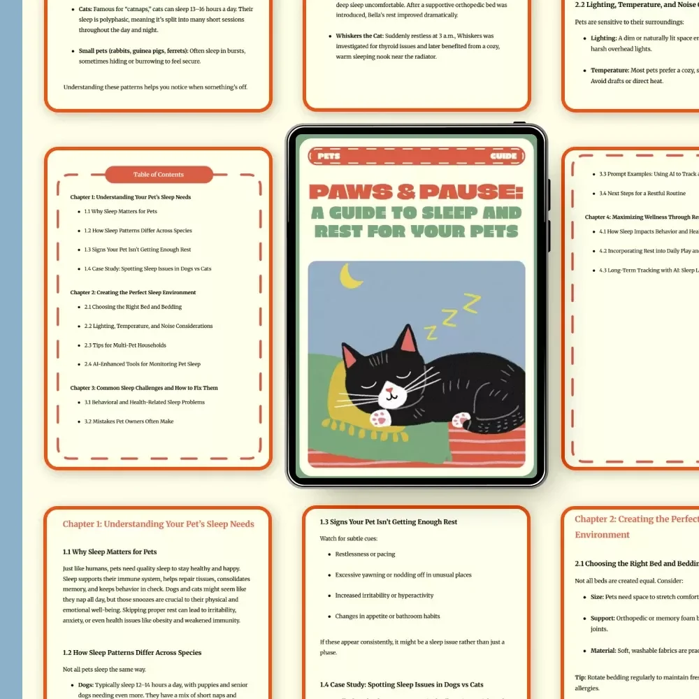 Paws and Pause: A Guide to Sleep and Rest for Your Pets | Digital Pet Care Guide for Better Sleep, Relaxation & Wellness