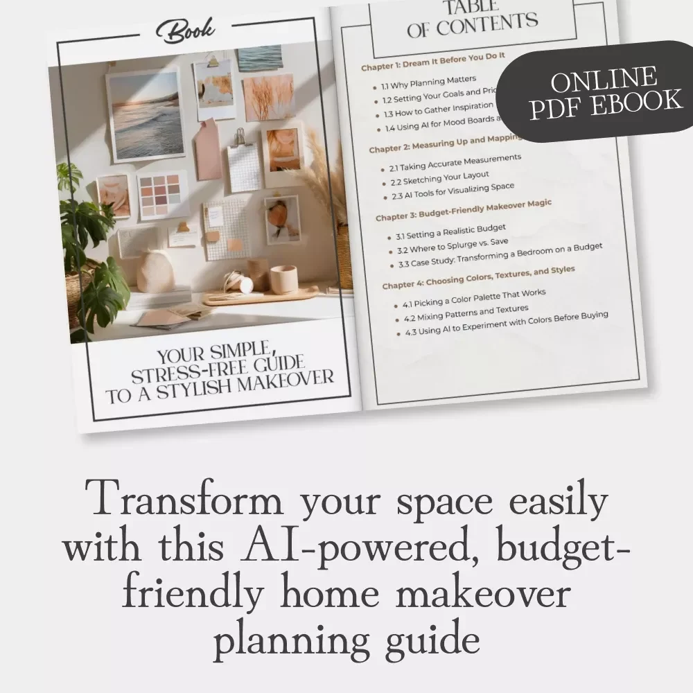 Your Simple, Stress-Free Guide to a Stylish Makeover | Digital Download | Home Decor eBook | Interior Design & AI Styling Planner | Room Makeover on a Budget | DIY Home Transformation Guide
