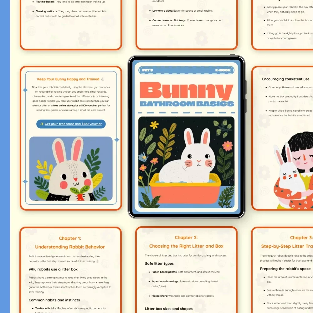 Bunny Bathroom Basics | How to Litter Train a Rabbit eBook | Step-by-Step Rabbit Litter Training Guide for Beginners, Pet Owners & Bunny Lovers