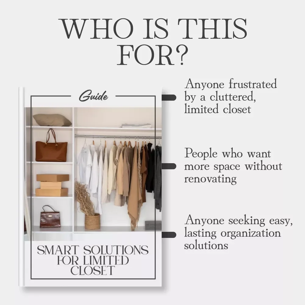 Smart Solutions for Limited Closet | Digital Organization Guide | What to Do When Closet Space Is Limited | Small Closet Storage eBook for Decluttering and Creative Organization