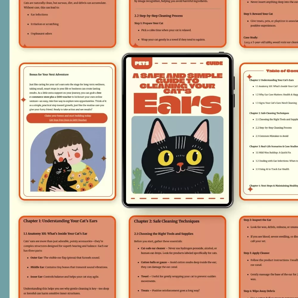 A Safe and Simple Guide to Cleaning Your Cat’s Ears | Digital Download | Cleaning Cat Ears Safely for Happy, Healthy Pets