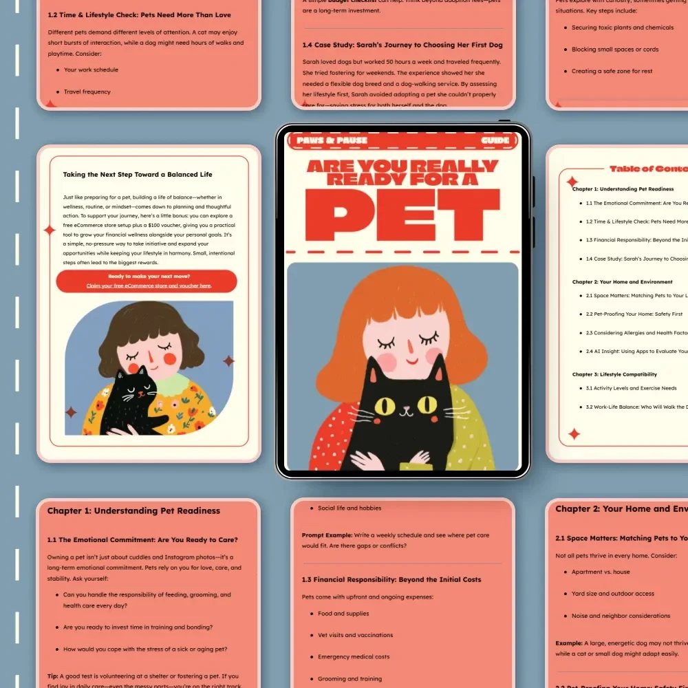 Paws & Pause: Are You Really Ready for a Pet? | Digital Pet Readiness Guide, Signs You’re Ready for a Pet Checklist, Pet Adoption Preparation eBook