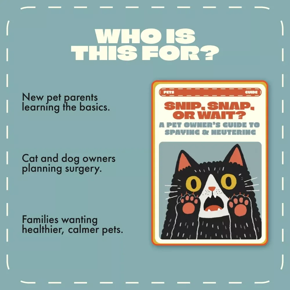 Snip, Snap, or Wait? A Pet Owner’s Guide to Spaying & Neutering | Digital Pet Care Guide | When to Spay or Neuter a Pet eBook | Veterinary Tips, Recovery Advice & AI Tools for Responsible Pet Owners