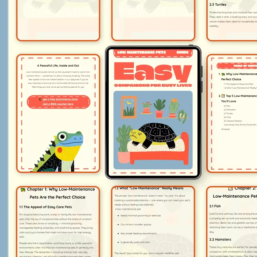 Easy Companions for Busy Lives | Best Low Maintenance Pets Guide | Digital Download for Pet Lovers, Beginners & Busy People