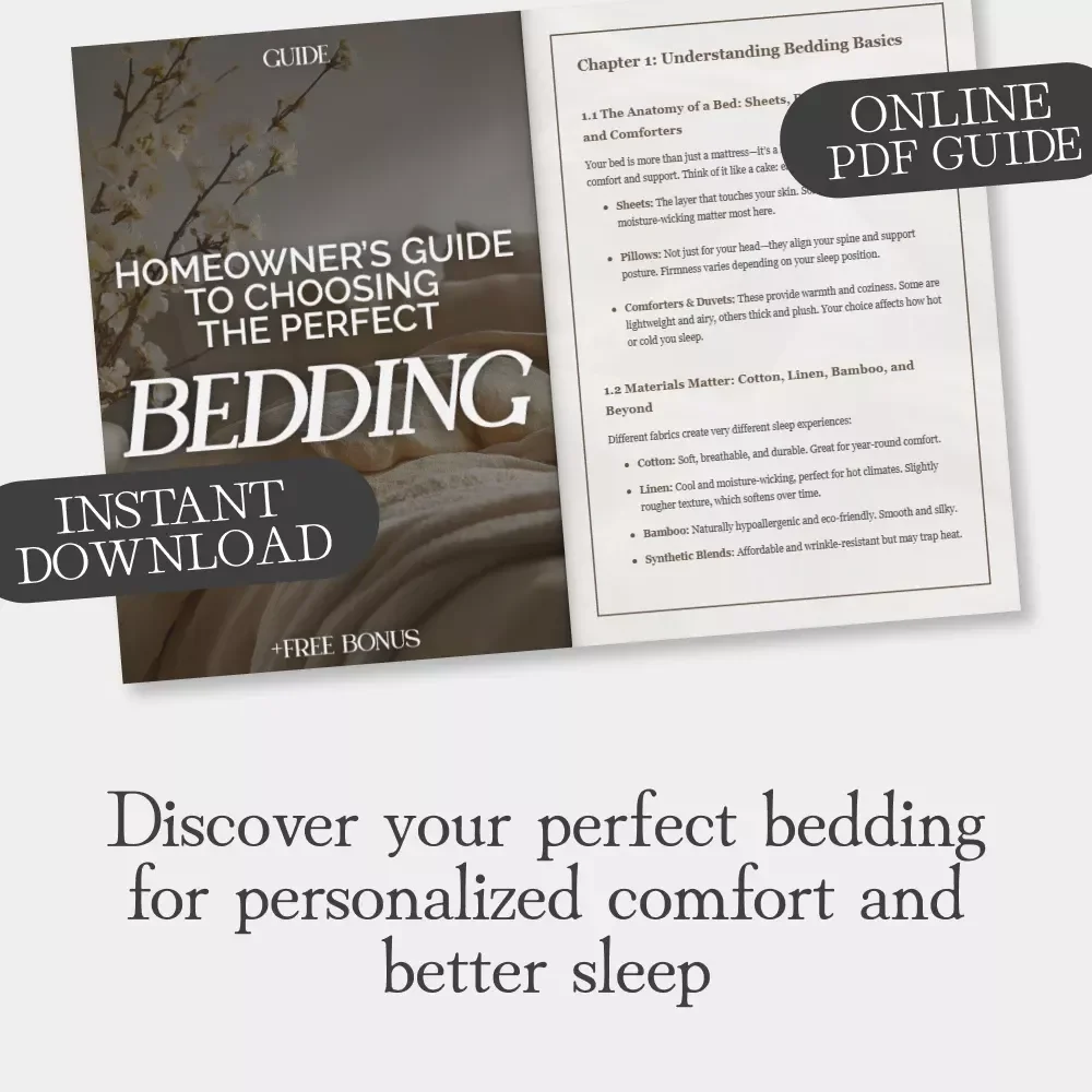 Homeowner’s Guide to Choosing the Perfect Bedding | Digital Download for Better Sleep, Comfort & Style | Learn How to Choose the Right Bedding for Comfort