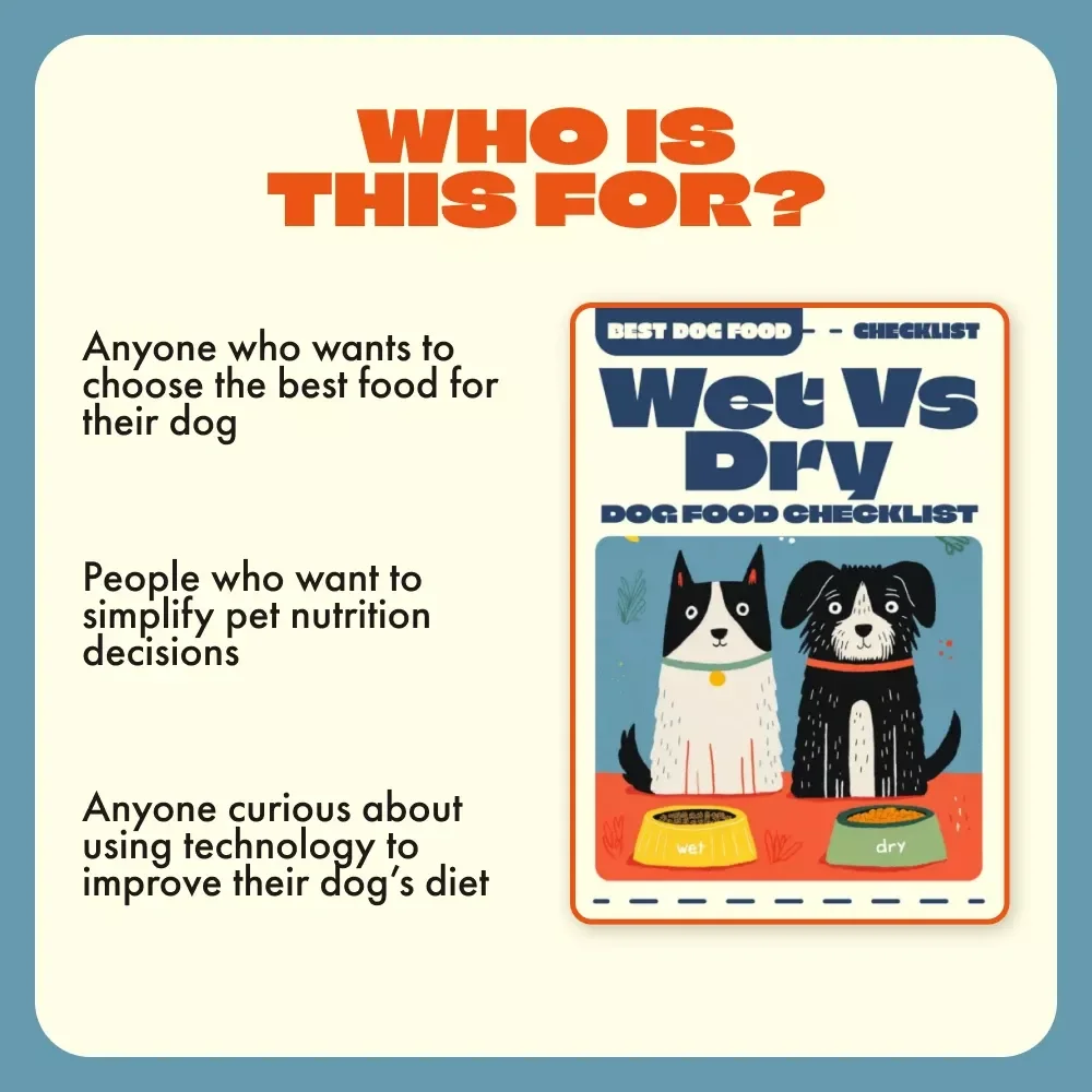 Wet vs Dry Dog Food Checklist | Printable Pet Nutrition Guide | Digital Download for Dog Owners, Pet Parents & Animal Lovers | Puppy Feeding Tips & AI Dog Diet Optimization