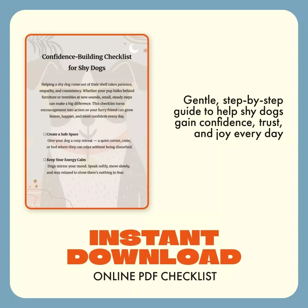 Confidence-Building Checklist for Shy Dogs | Printable Puppy Training Guide, Dog Anxiety Tips, Positive Reinforcement Workbook, Pet Owner Digital Download
