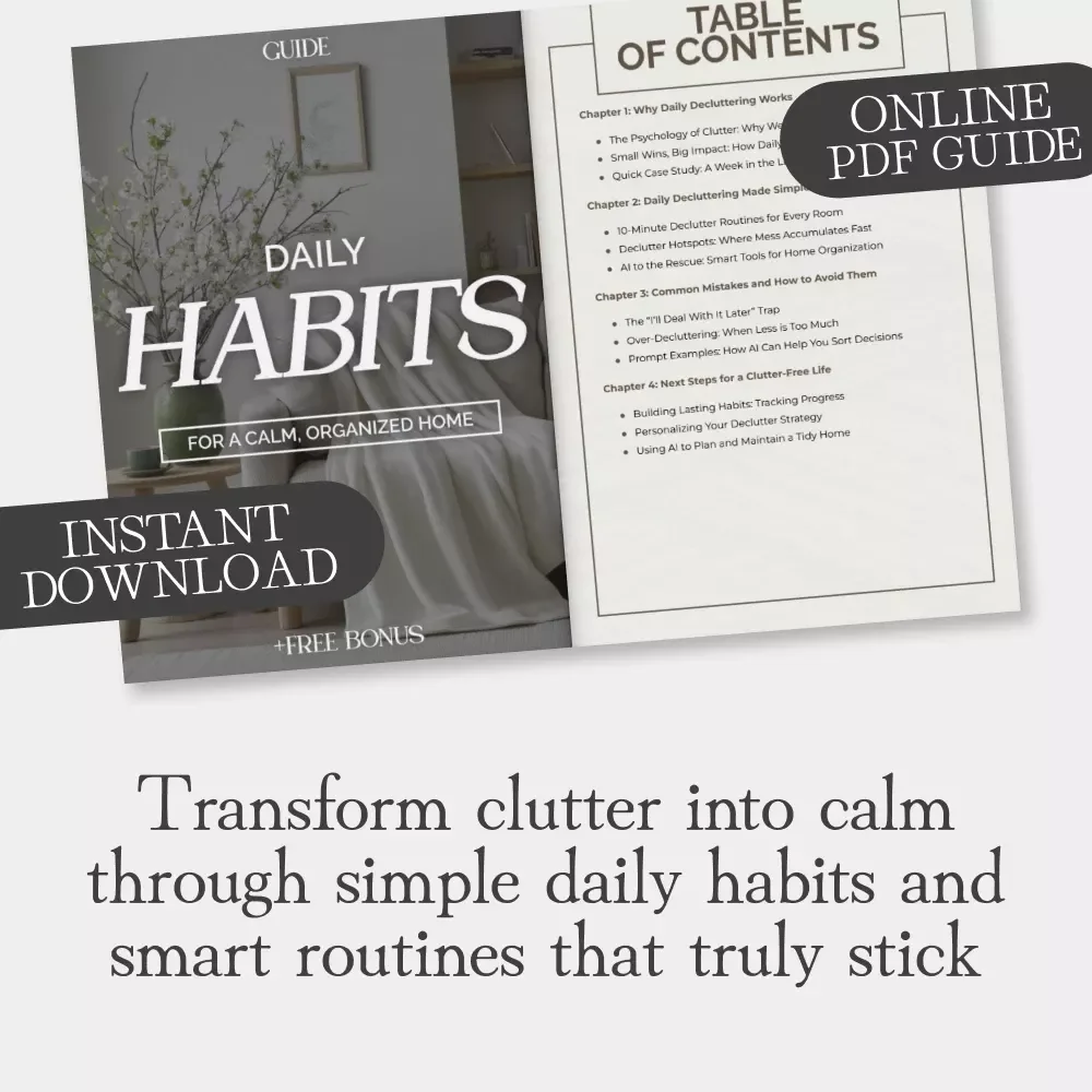 Daily Habits for a Calm, Organized Home | Printable Guide for Everyday Peace, Productivity & Tips for Daily Decluttering | Digital Download eBook