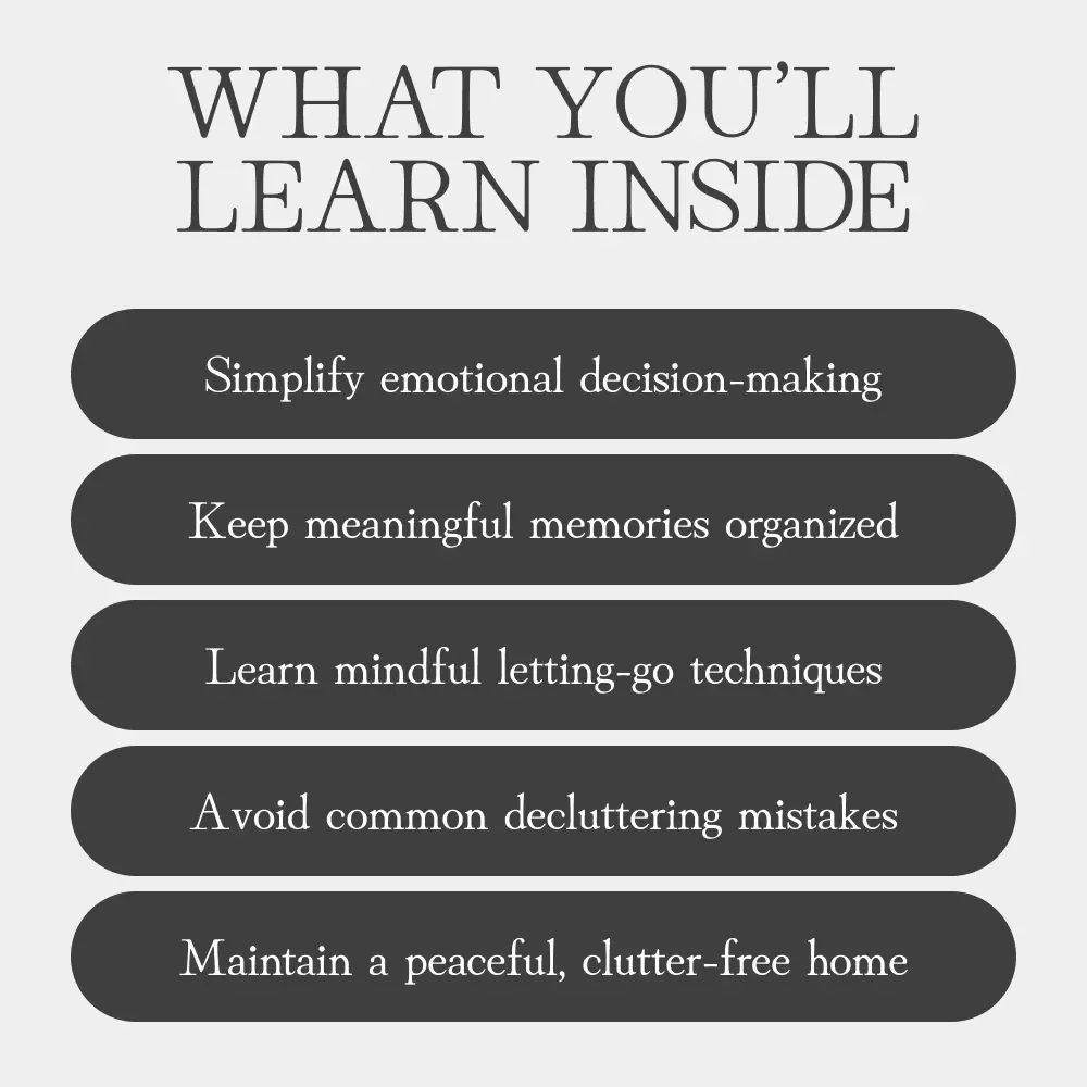 Decluttering Sentimental Items | Printable Digital Guide on How to Declutter Sentimental Things | Emotional Minimalism eBook for Letting Go and Preserving Memories