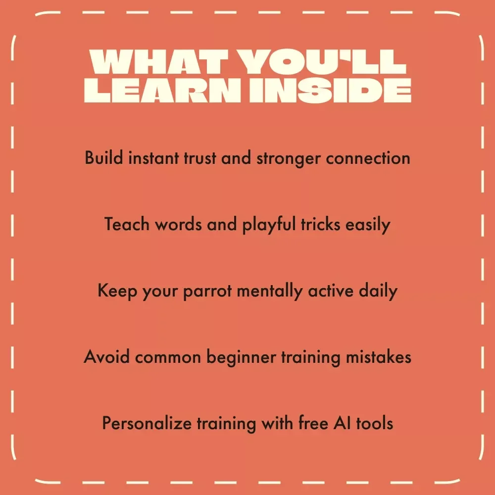 Training Your Parrot | Digital Parrot Training Guide, eBook & Checklist for Bird Owners | Teach Tricks, Words & Communication with AI Tools