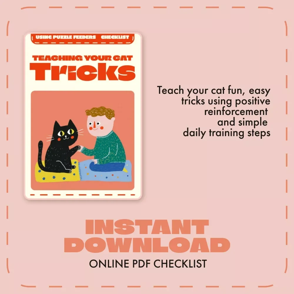 Teaching Your Cat Tricks | Printable Cat Training Checklist | Digital Download for Pet Owners | Learn How to Teach a Cat Tricks Step-by-Step