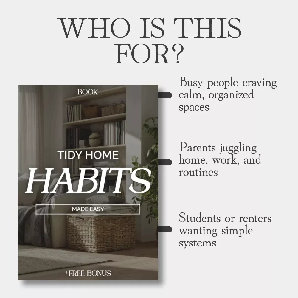 Tidy Home Habits Made Easy | eBook Guide on How to Create Habits for a Tidy Home | Digital Download for Decluttering, Cleaning Routines & Organized Living