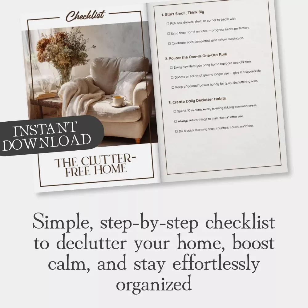 The Clutter-Free Home Checklist | Printable Decluttering Guide | How to Keep Your Home Clutter Free | Minimalist Organization Digital Download