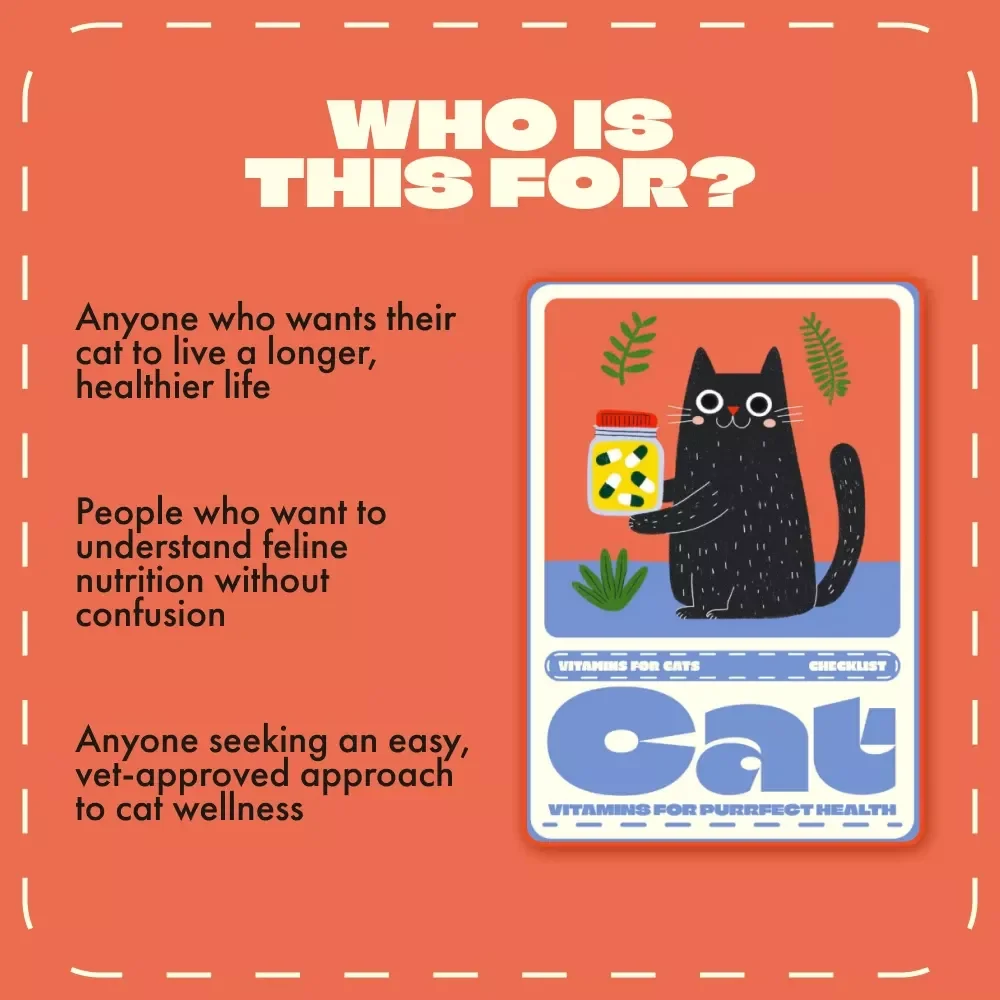 Cat Vitamins for Purrfect Health | Digital Download Guide for Cat Owners | Feline Nutrition, Supplements, and Wellness eBook | Cat Health Checklist for Vitality and Longevity