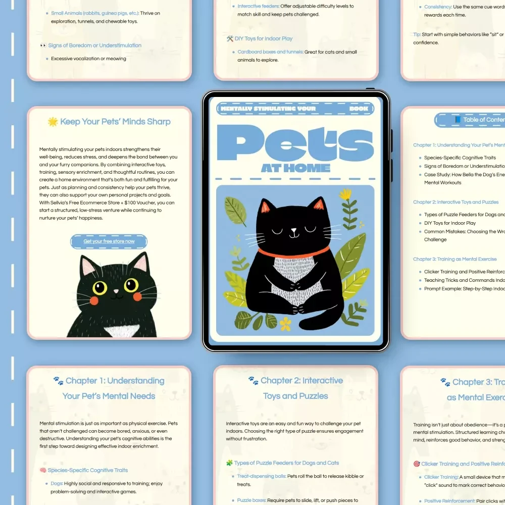 Mentally Stimulating Your Pets at Home | Enrichment eBook for Dogs & Cats | Indoor Activities & Training Ideas | How to Stimulate Pets Mentally Indoors Guide