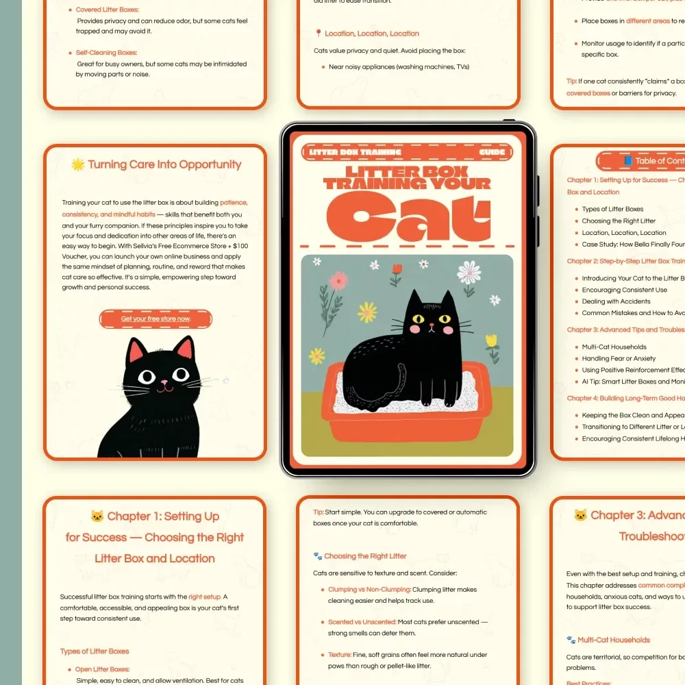 Litter Box Training Your Cat — Complete Step-by-Step Guide for Pet Owners | Digital Download | How to Train a Cat to Use a Litter Box Easily