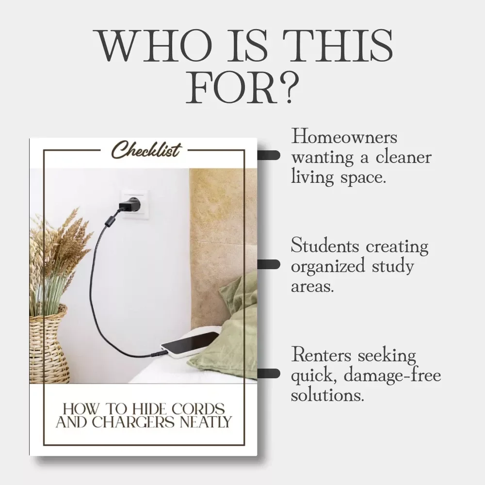 How to Hide Cords and Chargers Neatly Checklist | Digital Download | Home Organization Guide for a Tidy Space