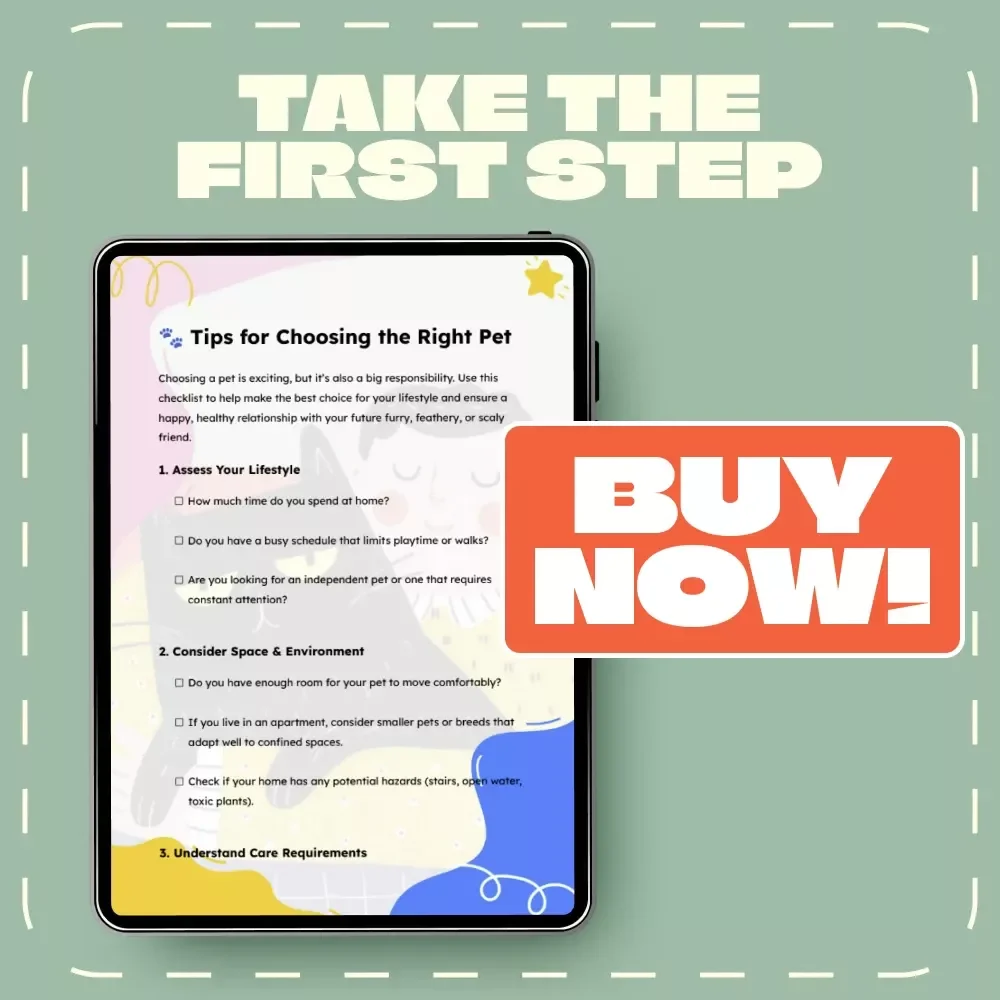 Tips for Choosing the Right Pet – Printable Pet Owner Checklist | Digital Download | Tips for Choosing a Pet Guide for Families & First-Time Owners