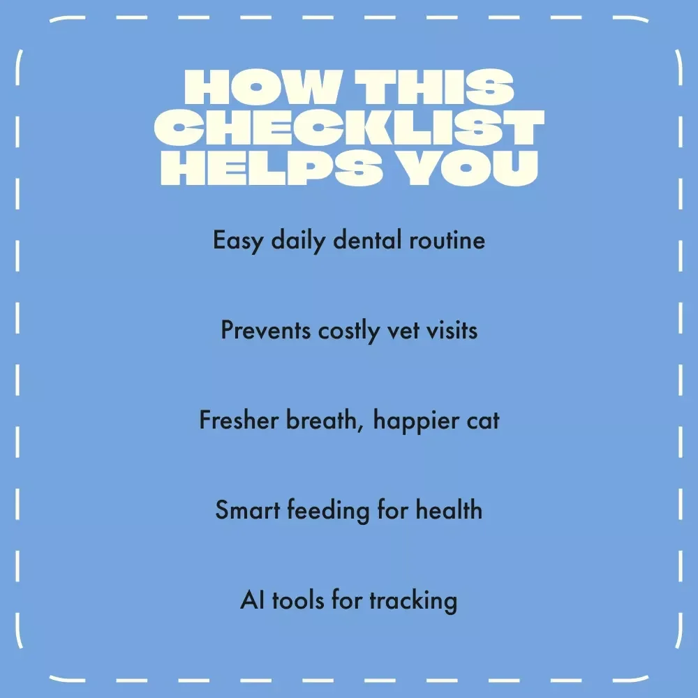 The Cat Teeth Care Checklist | Digital Pet Care Guide | How to Care for Cat Teeth | Printable & AI-Powered Feline Dental Routine