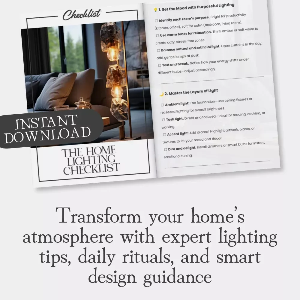 The Home Lighting Checklist | Digital Home Lighting Guide | Mood Lighting eBook | Smart Lighting Design Tips for Every Room | AI Lighting Planner for Cozy, Productive Spaces
