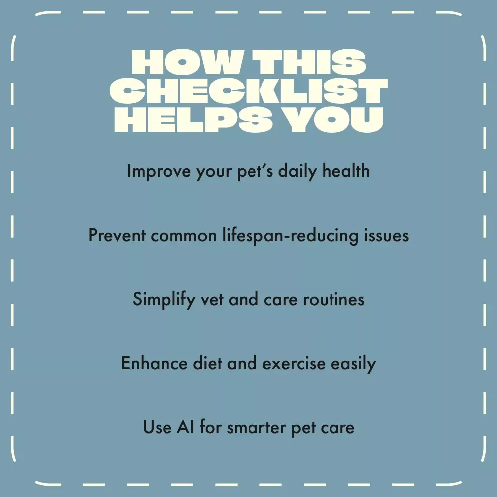 Dog & Cat Longevity Checklist | Printable Pet Health & Wellness Guide | How Long Do Dogs and Cats Live | Digital Download for Pet Owners