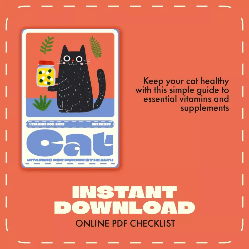 Cat Vitamins for Purrfect Health | Digital Download Guide for Cat Owners | Feline Nutrition, Supplements, and Wellness eBook | Cat Health Checklist for Vitality and Longevity