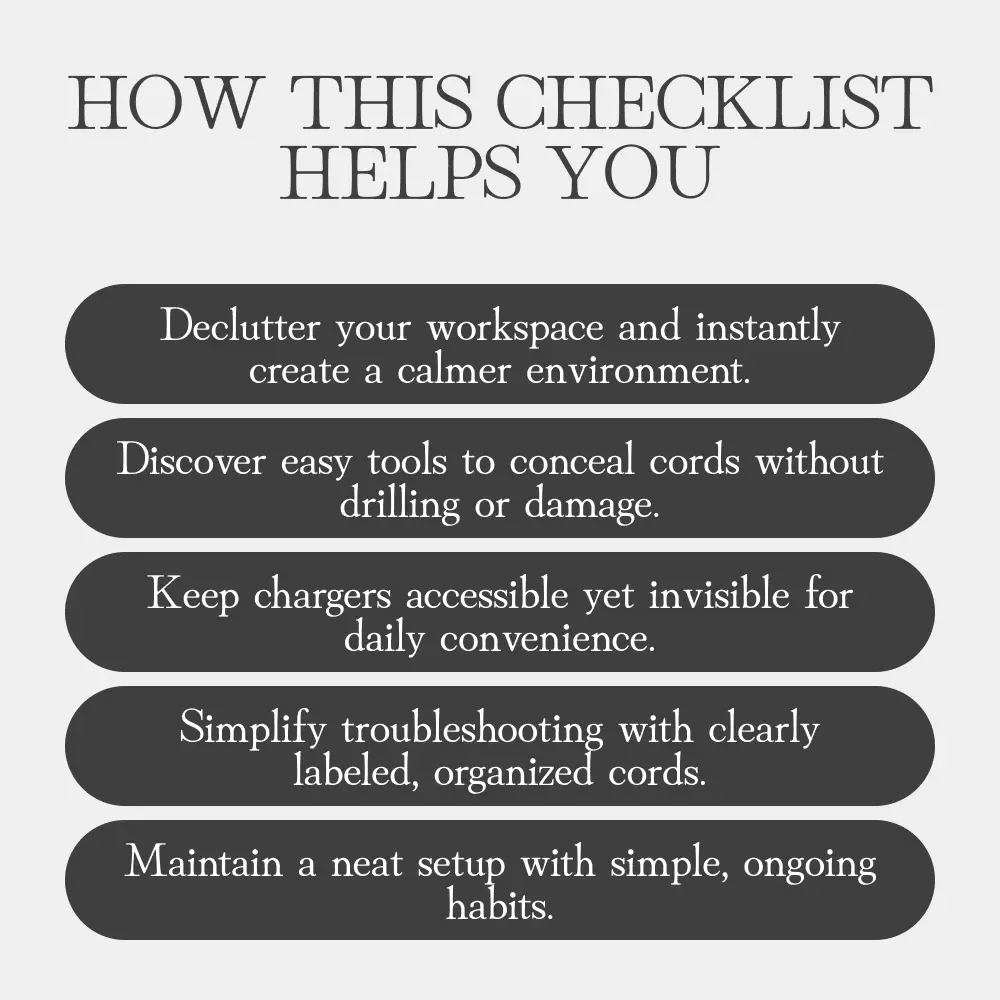 How to Hide Cords and Chargers Neatly Checklist | Digital Download | Home Organization Guide for a Tidy Space