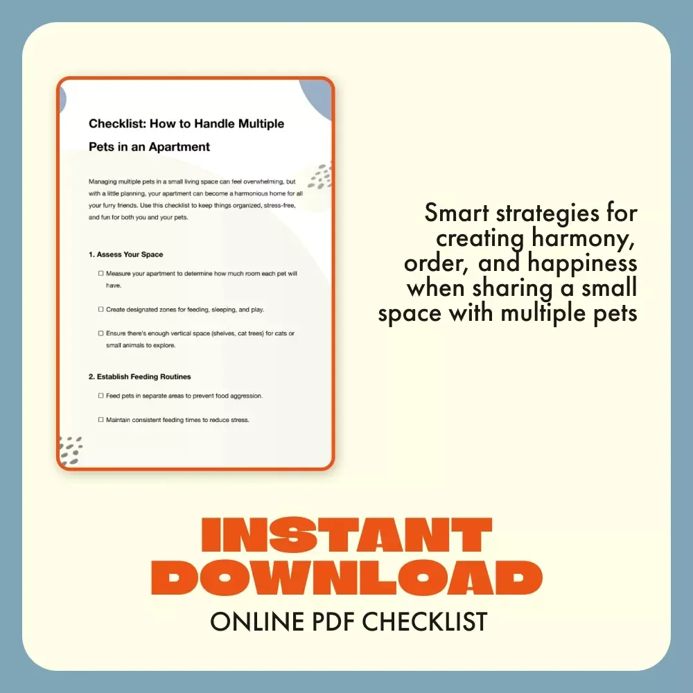 How to Handle Multiple Pets in an Apartment | Printable Pet Owner Checklist | Digital Download for Pet Lovers