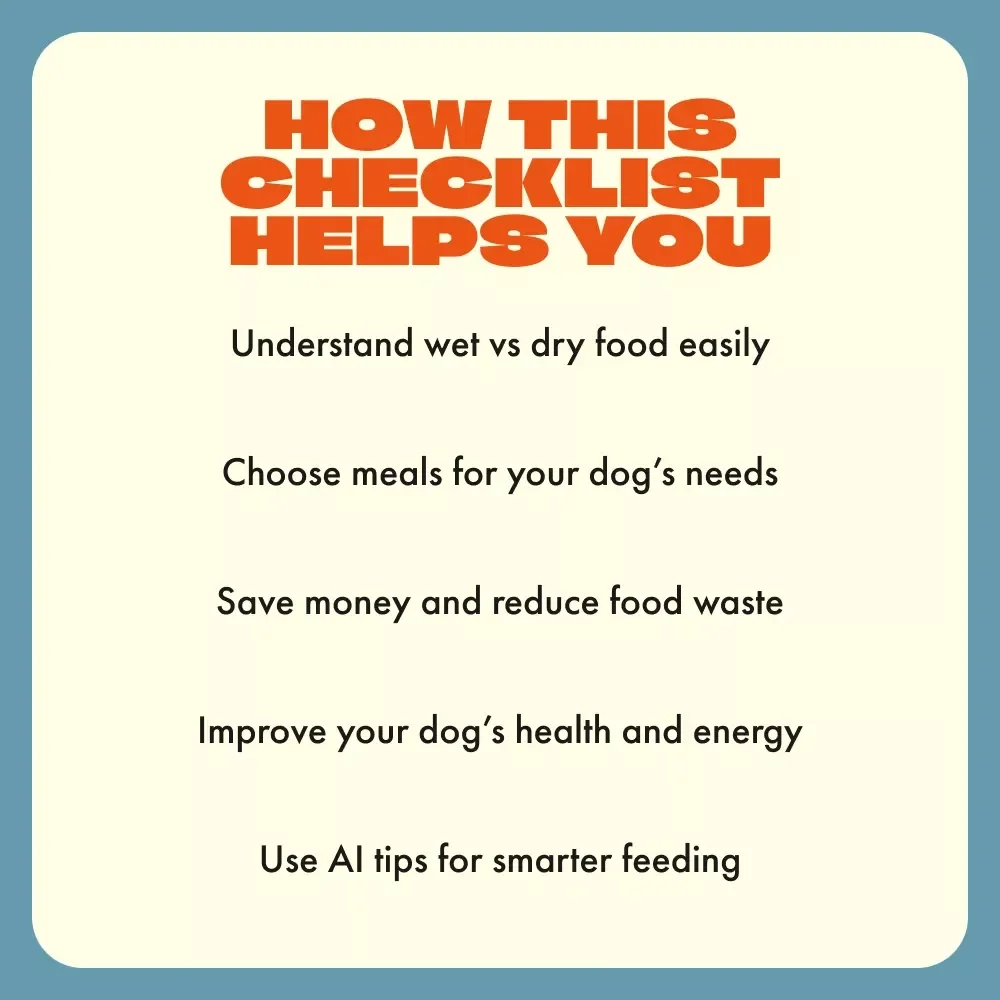 Wet vs Dry Dog Food Checklist | Printable Pet Nutrition Guide | Digital Download for Dog Owners, Pet Parents & Animal Lovers | Puppy Feeding Tips & AI Dog Diet Optimization