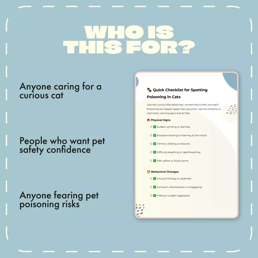 Quick Checklist for Spotting Poisoning in Cats | Instant Digital Download | Pet Safety eBook & Guide for Cat Owners | Identify Early Signs of Poisoning in Cats Fast