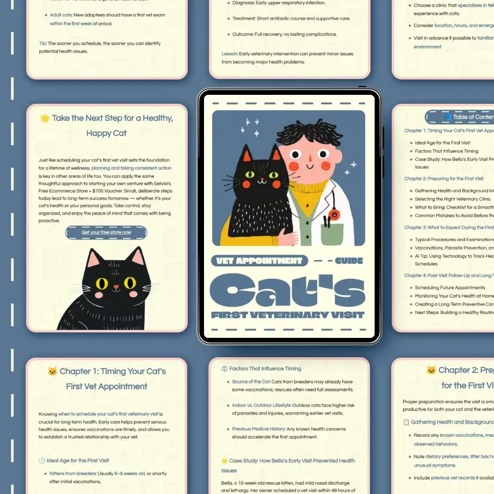 Cat’s First Veterinary Visit | Digital Guide for New Cat Owners | eBook, Checklist & Vet Preparation Tips for a Healthy Start