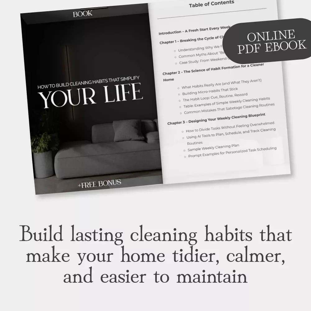 How to Build Cleaning Habits That Simplify Your Life | Digital Cleaning Routine Guide, eBook, and Weekly Cleaning Checklist for a Clutter-Free Home