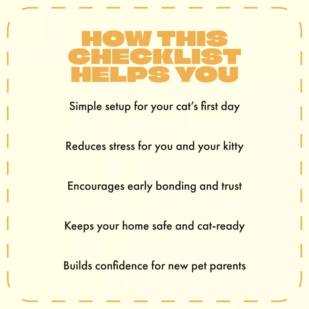Day One With Your Kitty: A Simple Checklist 🐾 | New Cat Owner Guide | Kitten Care eBook | Printable Pet Care Checklist for First-Time Cat Parents