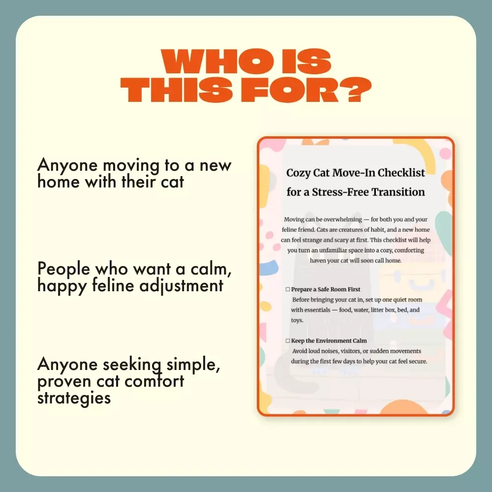 Cozy Cat Move-In Checklist for a Stress-Free Transition | Printable Cat Care Guide | Feline Anxiety Relief | New Home Cat Essentials | Digital Download