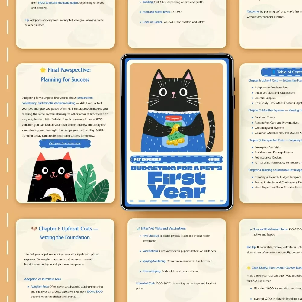 Budgeting for a Pet’s First Year | Digital Guide for Planning for First Year Pet Expenses, Smart Pet Budget Planner, Printable eBook for New Pet Owners