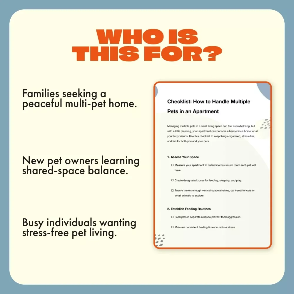 How to Handle Multiple Pets in an Apartment | Printable Pet Owner Checklist | Digital Download for Pet Lovers