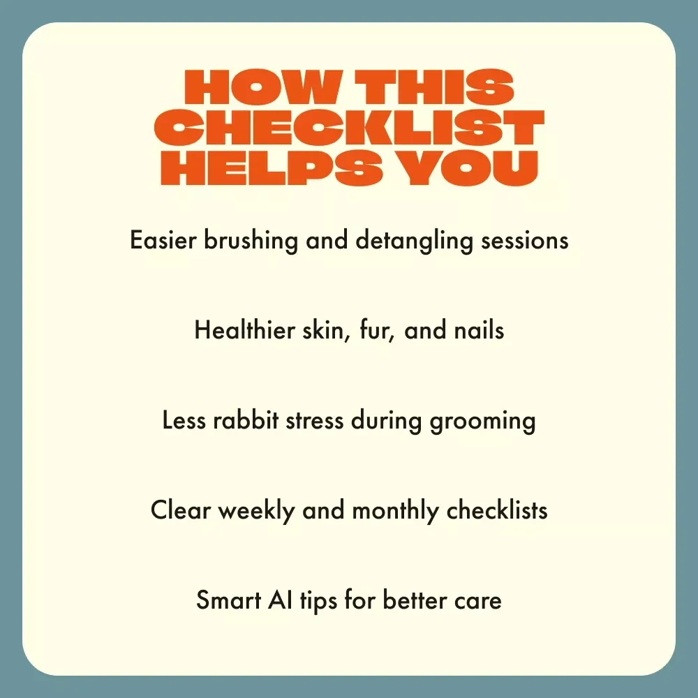 Rabbit Grooming Checklist | Printable Rabbit Care Guide | Bunny Grooming Tips for Healthy & Happy Rabbits | Digital Download
