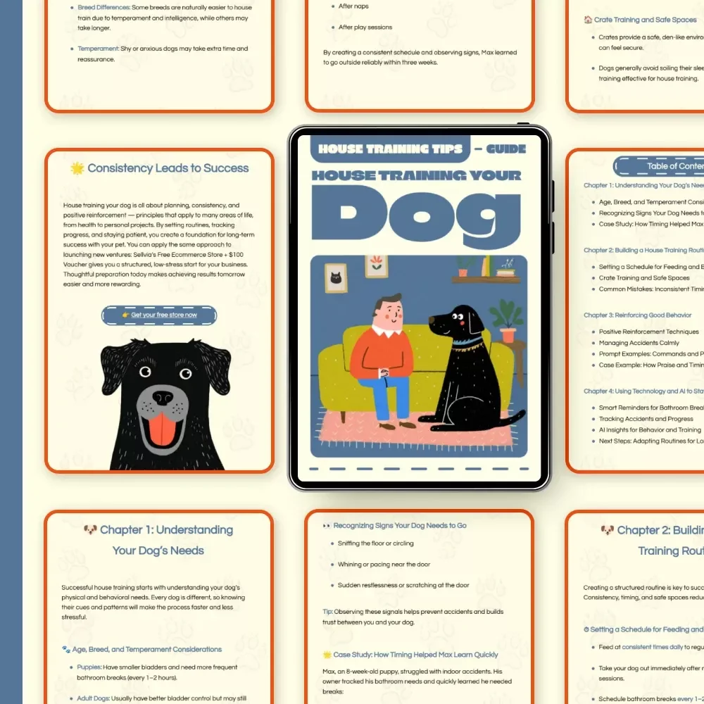 House Training Your Dog | Digital eBook & Printable Guide for New Puppy Owners | Positive Reinforcement, Crate Training, and AI Tracking for Fast Results