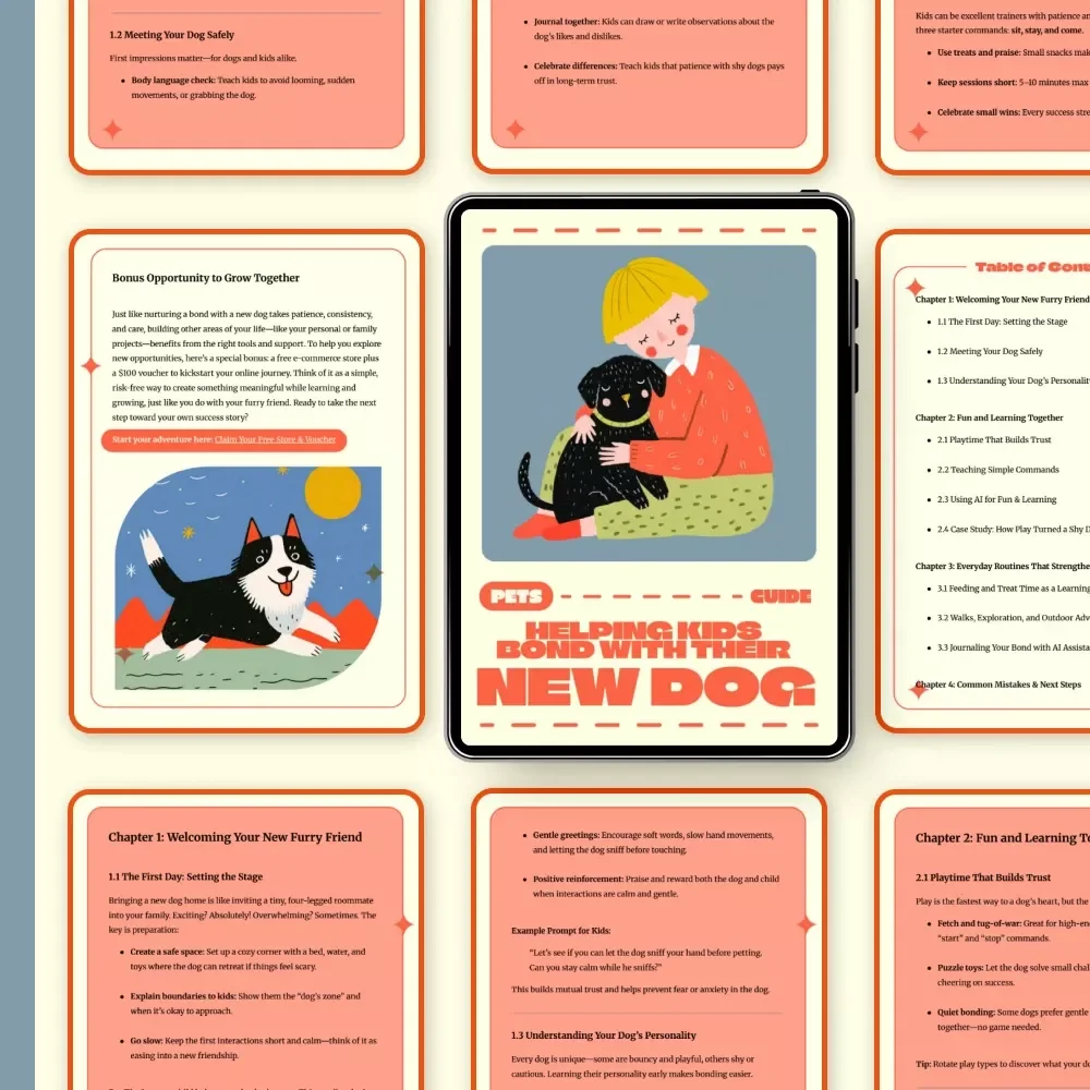 Helping Kids Bond with Their New Dog | Printable Digital Guide for Families | Step-by-Step eBook to Build Trust, Love & Confidence Between Children and Their New Pet
