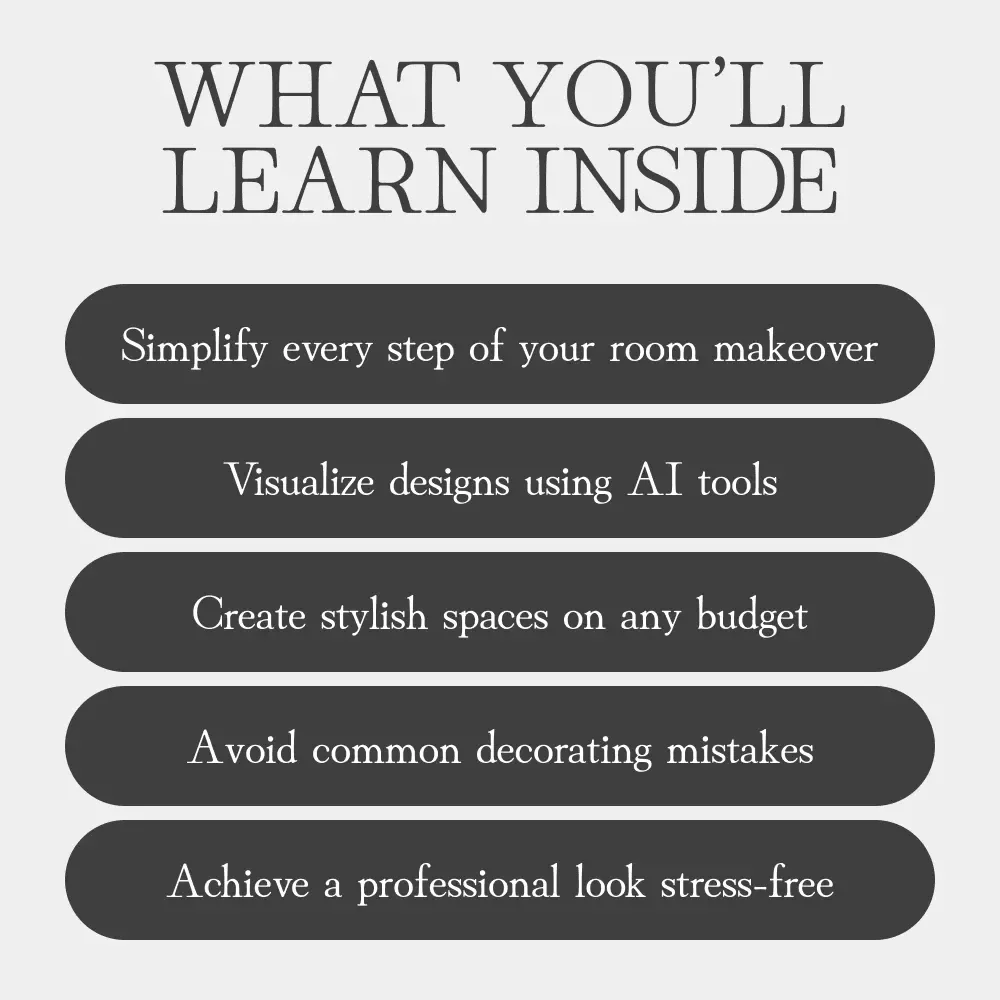 Your Simple, Stress-Free Guide to a Stylish Makeover | Digital Download | Home Decor eBook | Interior Design & AI Styling Planner | Room Makeover on a Budget | DIY Home Transformation Guide