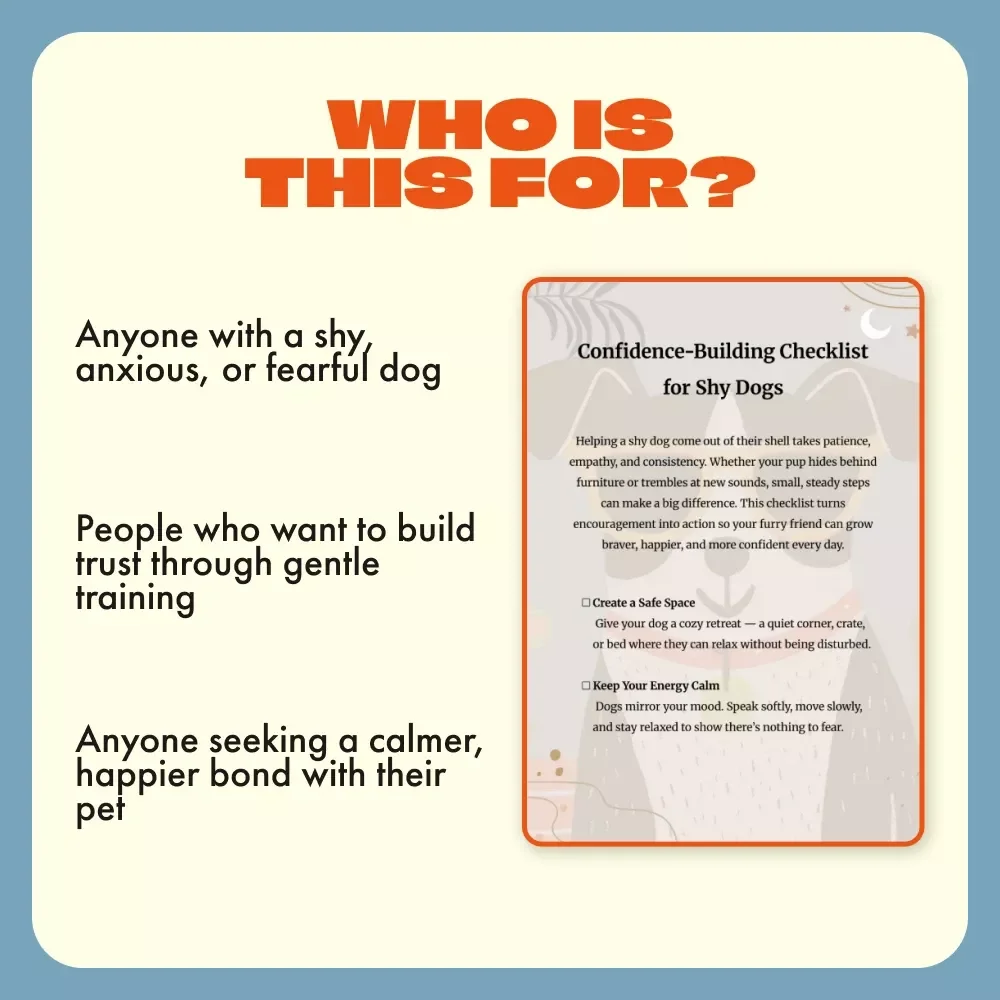Confidence-Building Checklist for Shy Dogs | Printable Puppy Training Guide, Dog Anxiety Tips, Positive Reinforcement Workbook, Pet Owner Digital Download