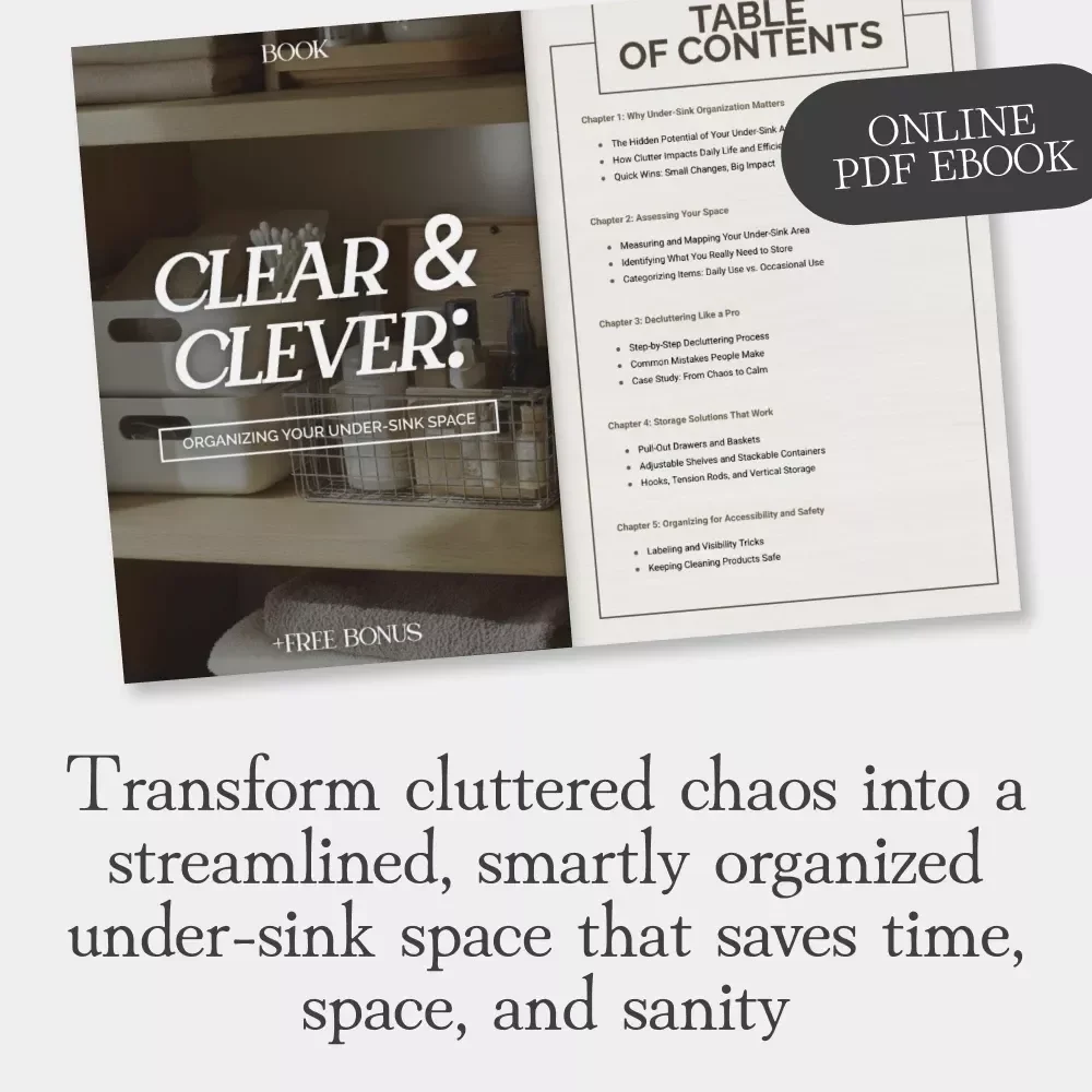 Clear & Clever: Organizing Your Under-Sink Space | Digital eBook for How to Organize Under Sink Area, Home Storage & Decluttering Guide
