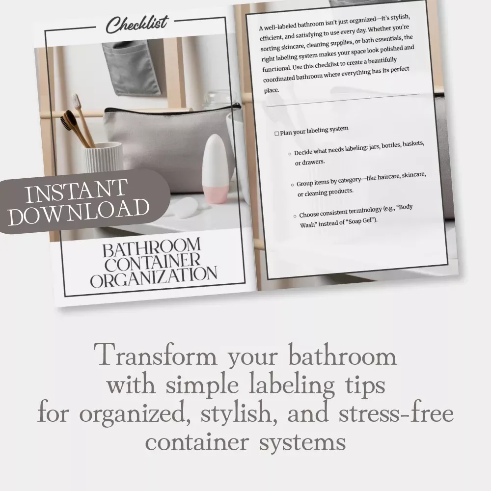 Bathroom Container Organization Checklist | Printable Bathroom Labeling Guide for Home Organization | How to Label Bathroom Containers Like a Pro