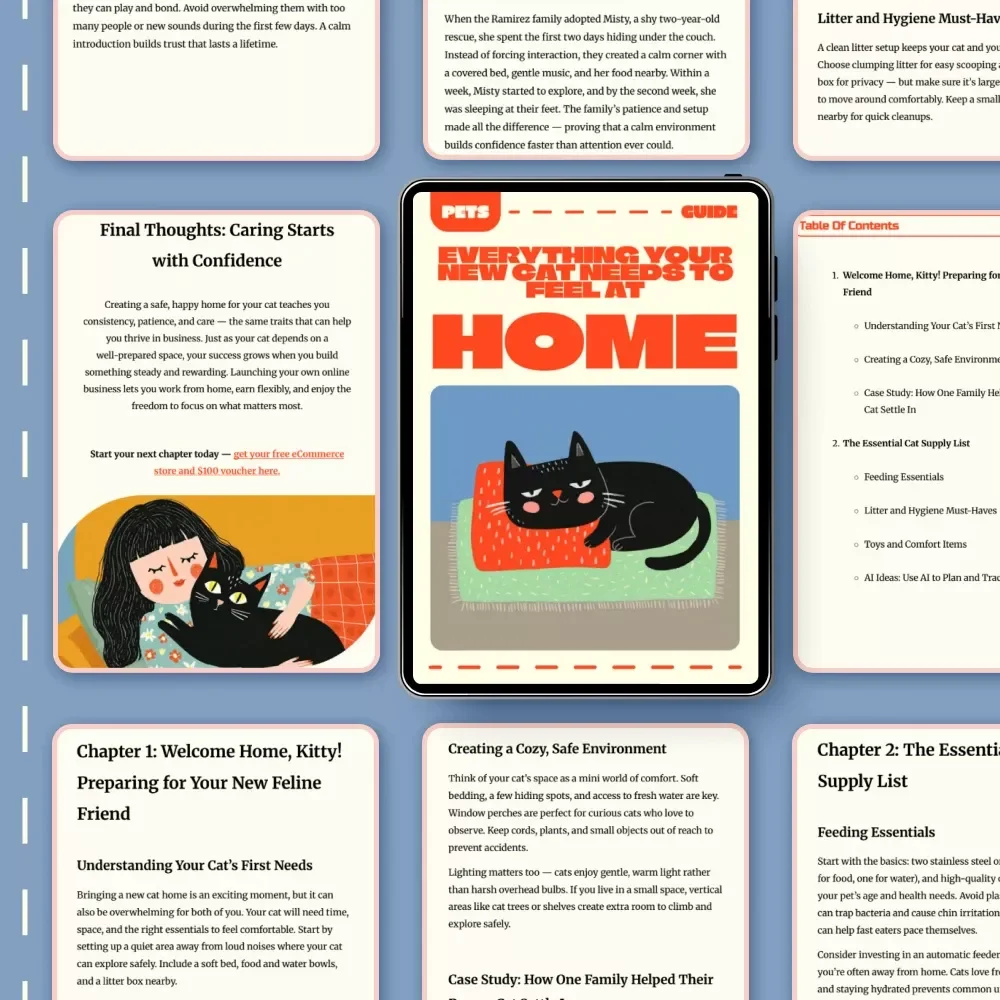 Everything Your New Cat Needs to Feel at Home | Cat Care eBook, Feline Essentials Guide, Printable Checklist for New Cat Owners, Digital Download