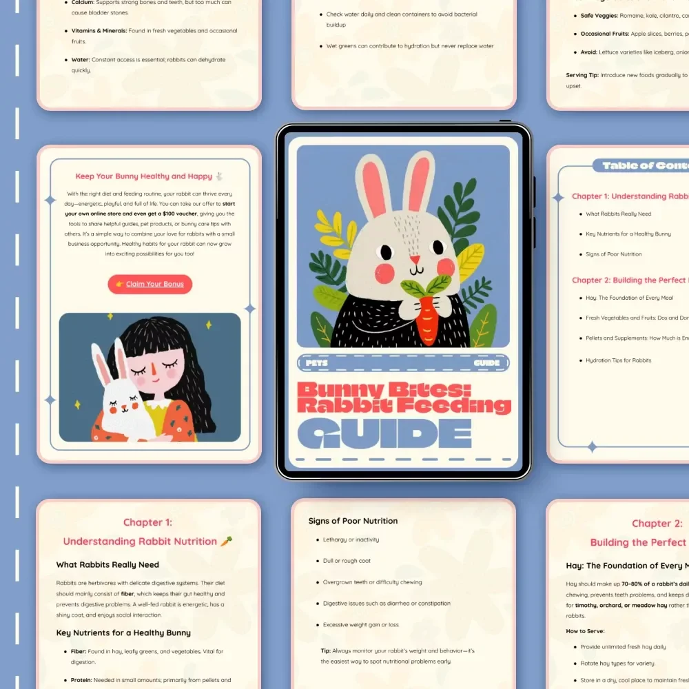 Bunny Bites: Rabbit Feeding Guide | Complete Rabbit Diet and Feeding Guide for Healthy, Happy Bunnies | Digital Download eBook for New and Experienced Rabbit Owners