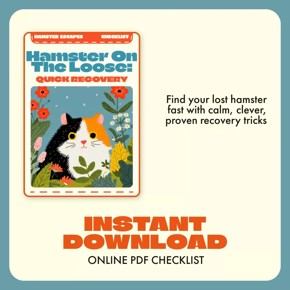 Hamster on the Loose: Quick Recovery | Printable Pet Owner Checklist | what to do if a hamster escapes | Lost Hamster Rescue Guide | Emergency Hamster Care PDF