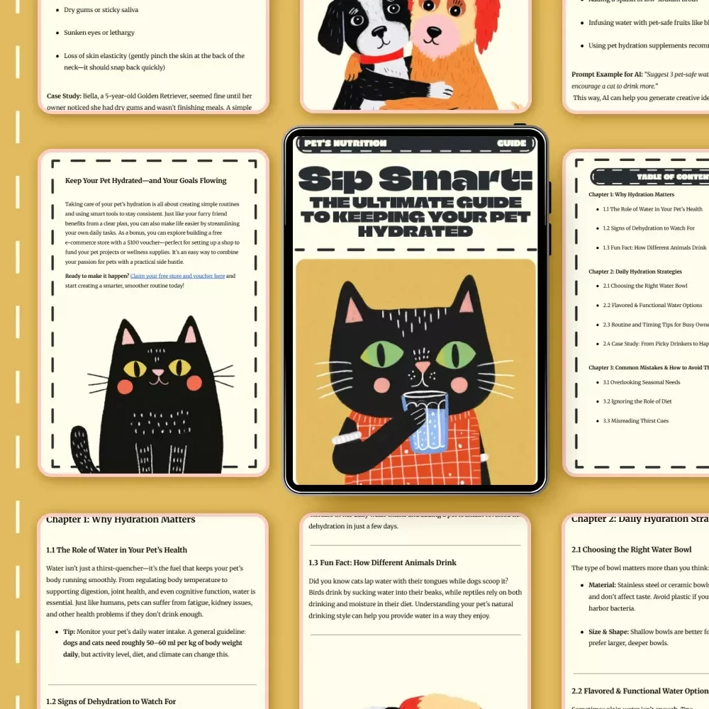 Sip Smart: The Ultimate Guide to Keeping Your Pet Hydrated | Digital Pet Care eBook for Dog & Cat Owners | Best Way to Keep Your Pet Hydrated | Printable Pet Wellness Guide