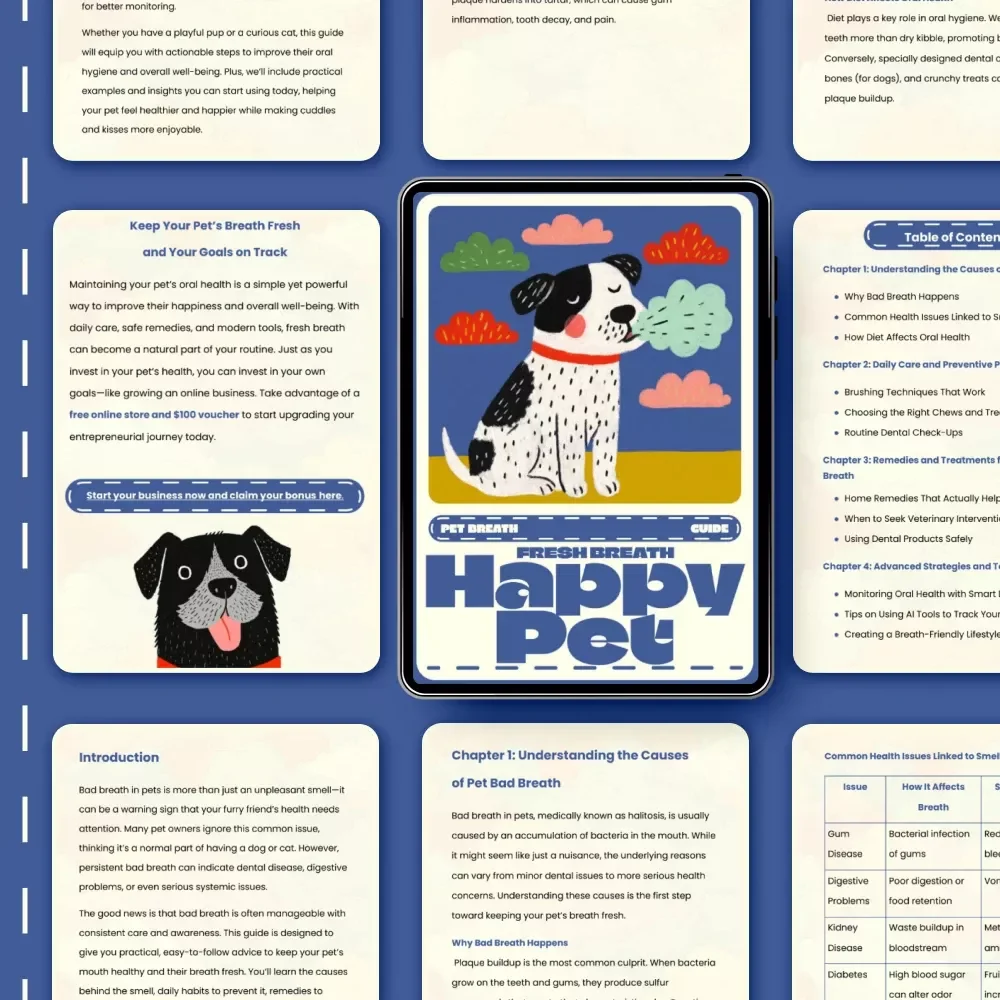 Fresh Breath Happy Pet | Digital Pet Care Guide, eBook & Checklist for Eliminating Pet Bad Breath Naturally | Pet Oral Health, Dental Care & Smart Monitoring Tips