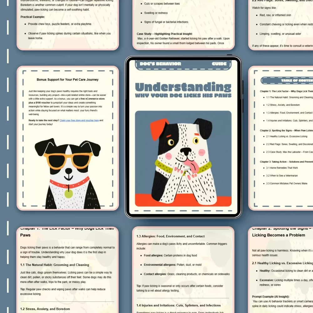 Understanding Why Your Dog Licks His Paws | Digital Dog Care Guide | Pet Behavior eBook | Why Is My Dog Licking His Paws Explained for Pet Owners